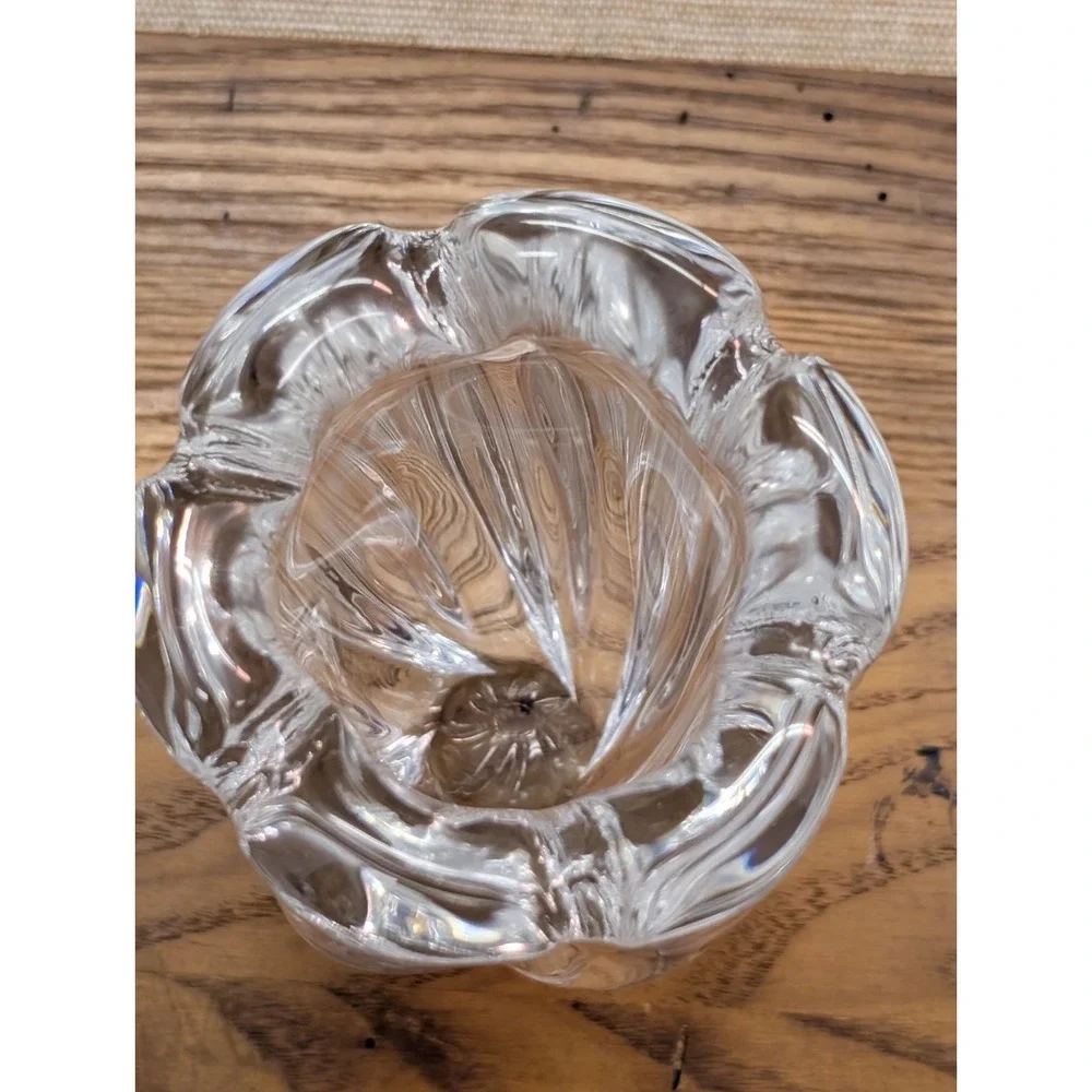 Orrefors Twisted Crystal Art Vase MCM Signed By Edvin Ohrstrom